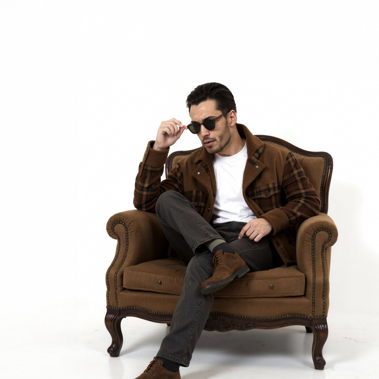 Chaqueta con corderito a cuadros