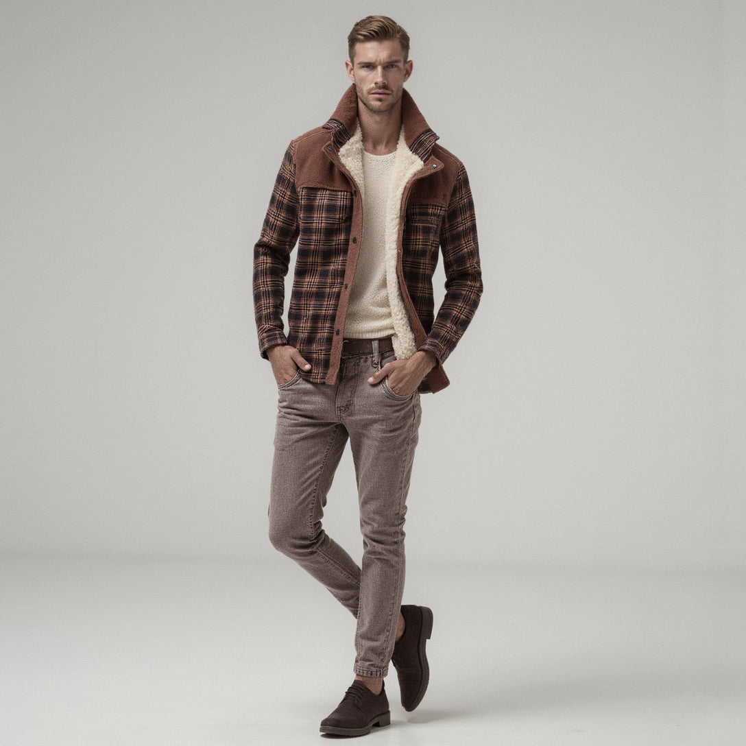 Chaqueta con corderito a cuadros