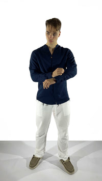 Thumbnail for Camisa de lino Manga Larga cuello en  V