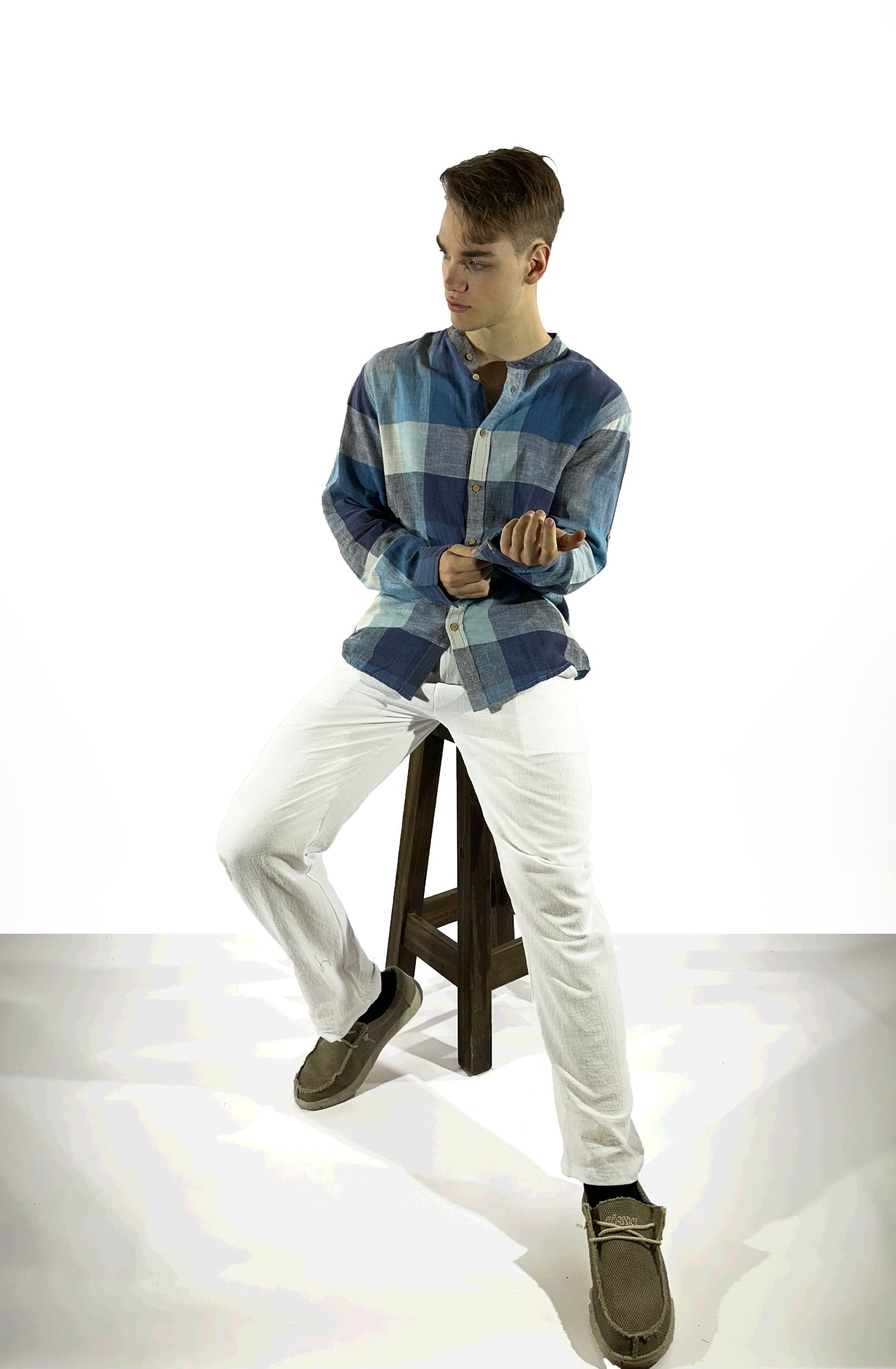 Camisa 100% Lino a Cuadros
