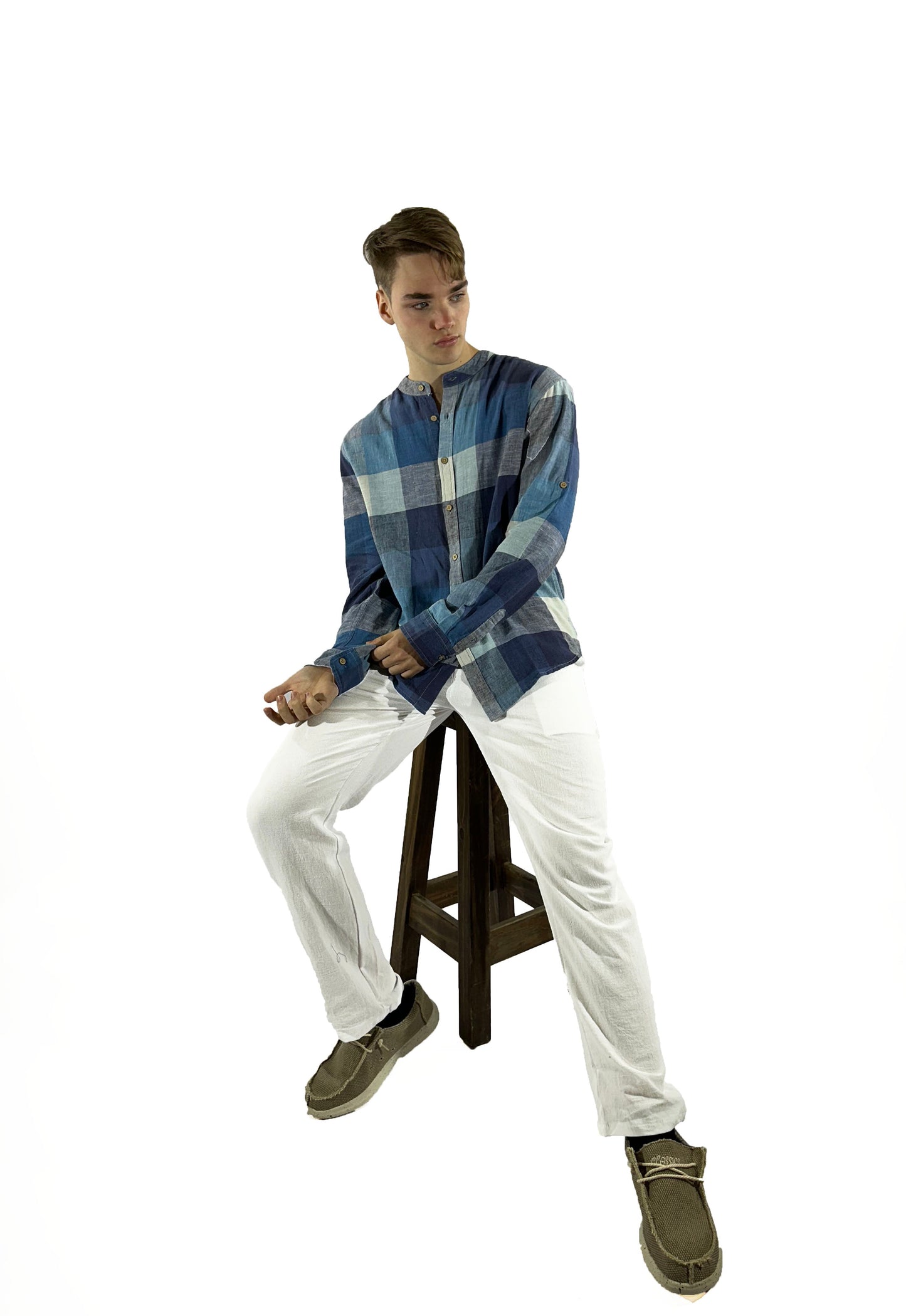 Camisa 100% Lino a Cuadros