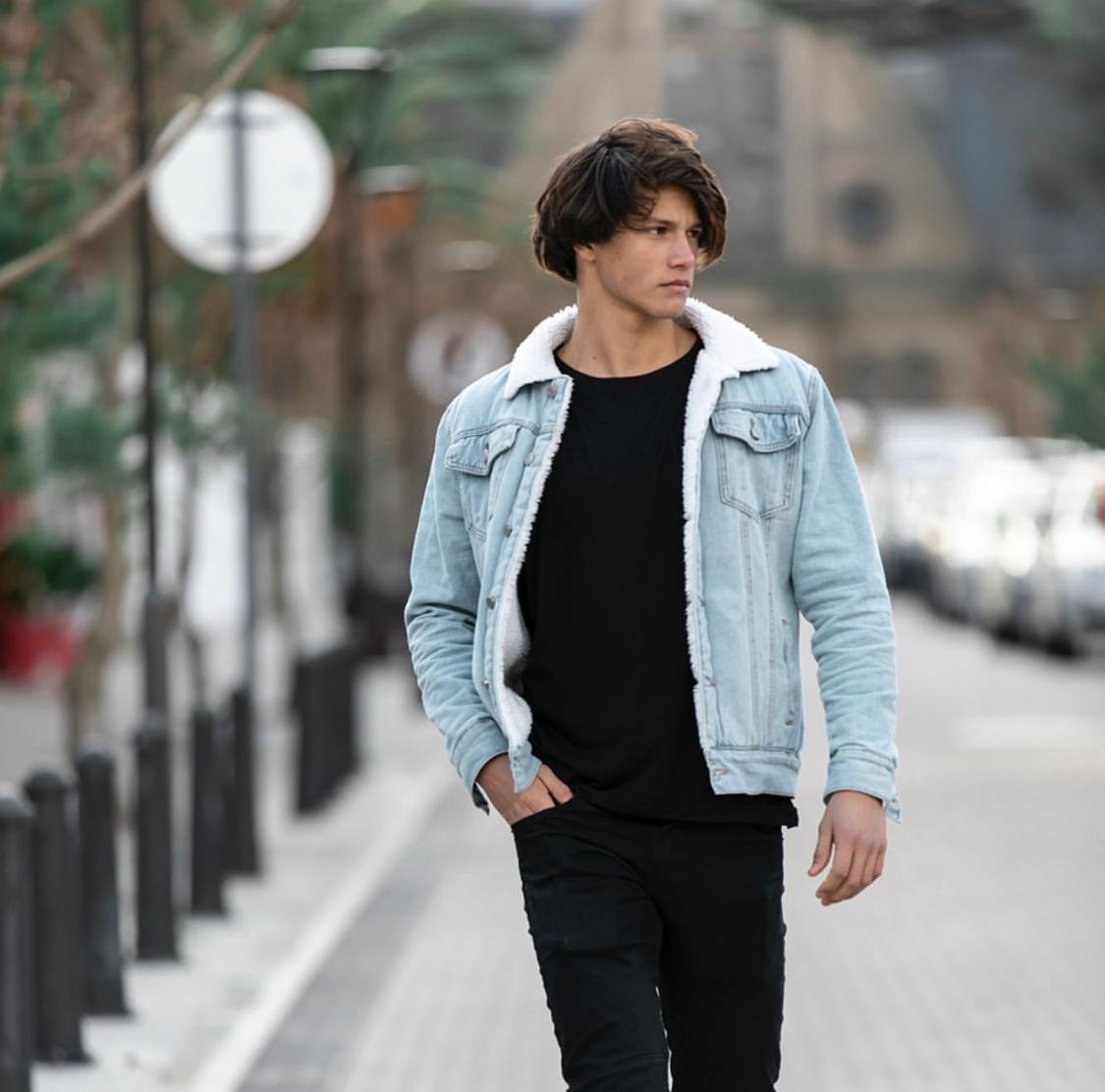 Campera de Jean con corderito Azul