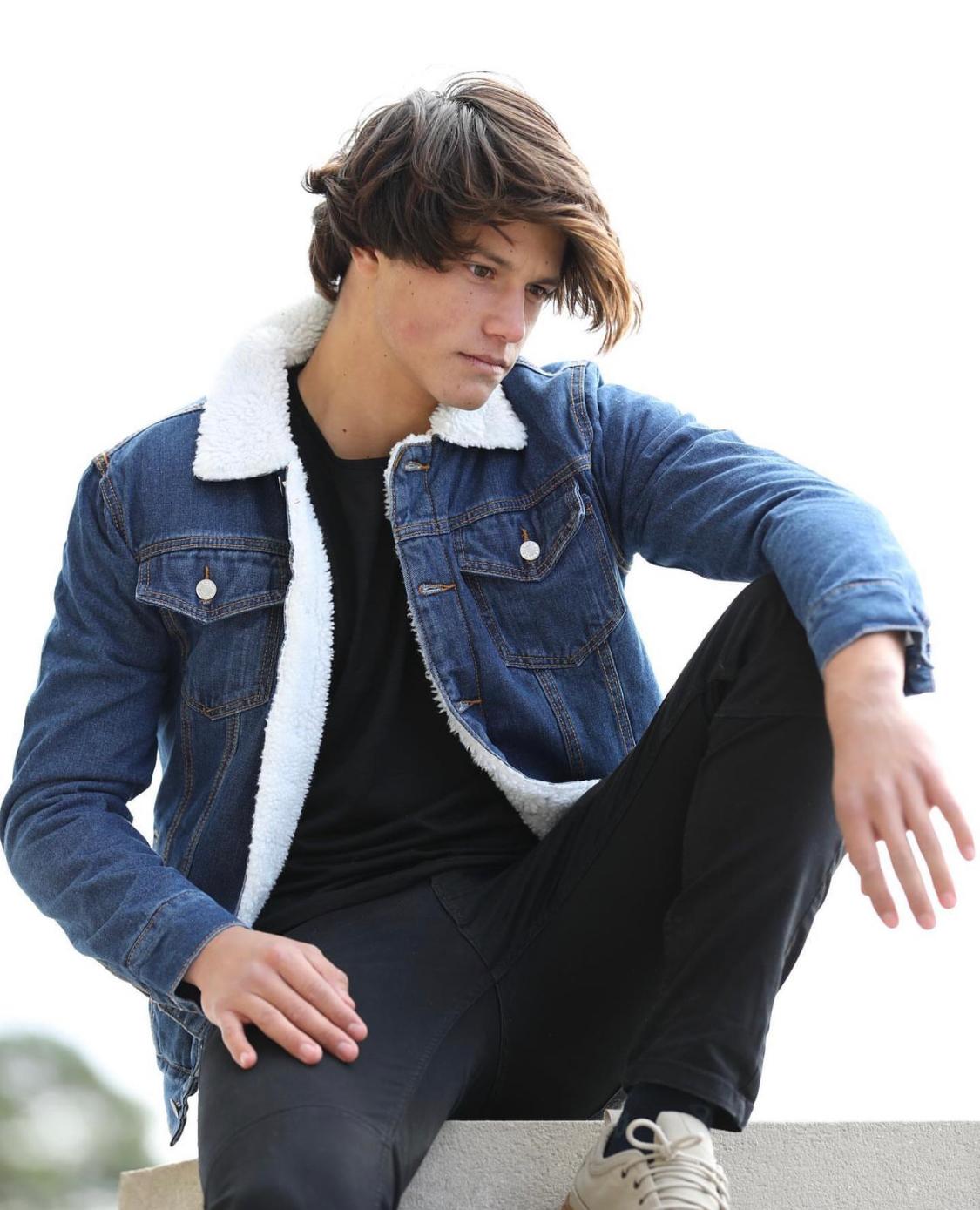 Campera de Jean con corderito Azul
