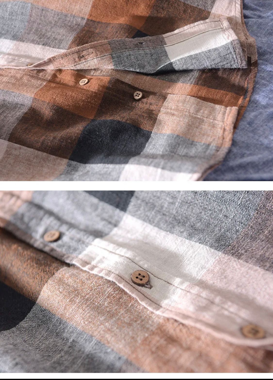 Camisa 100% Lino a Cuadros