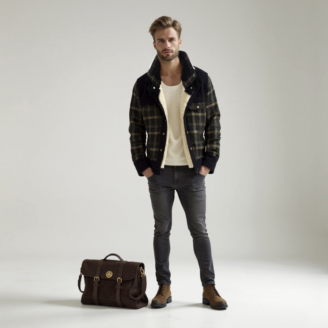 Chaqueta con corderito a cuadros