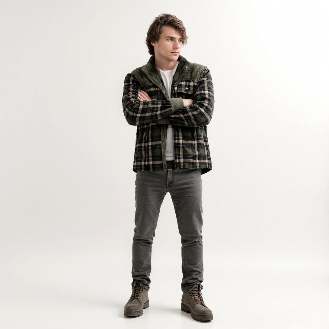 Chaqueta con corderito a cuadros