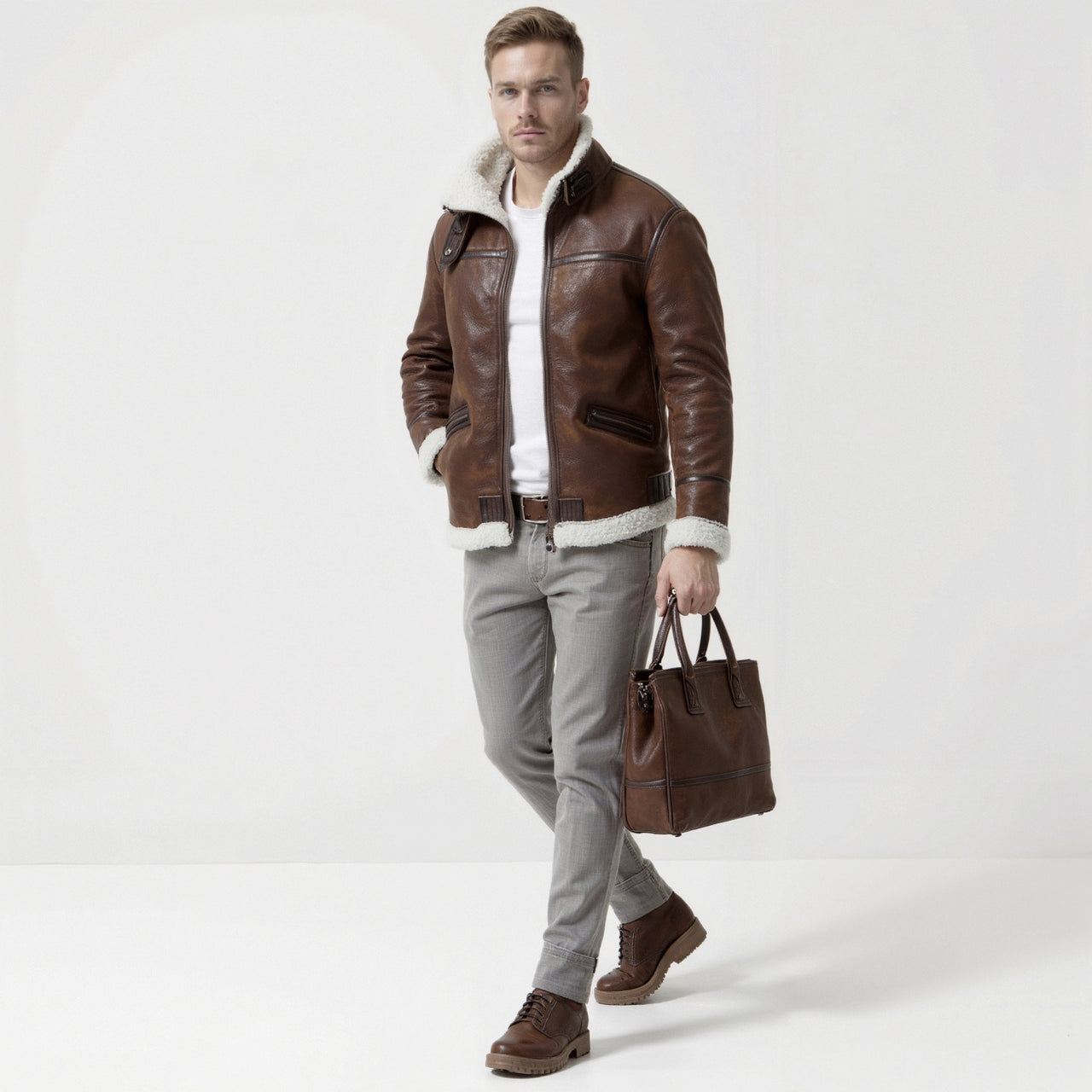 Chaqueta de cuero de chancho