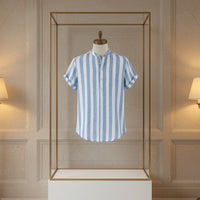 Thumbnail for Camisa de lino Manga corta a rayas