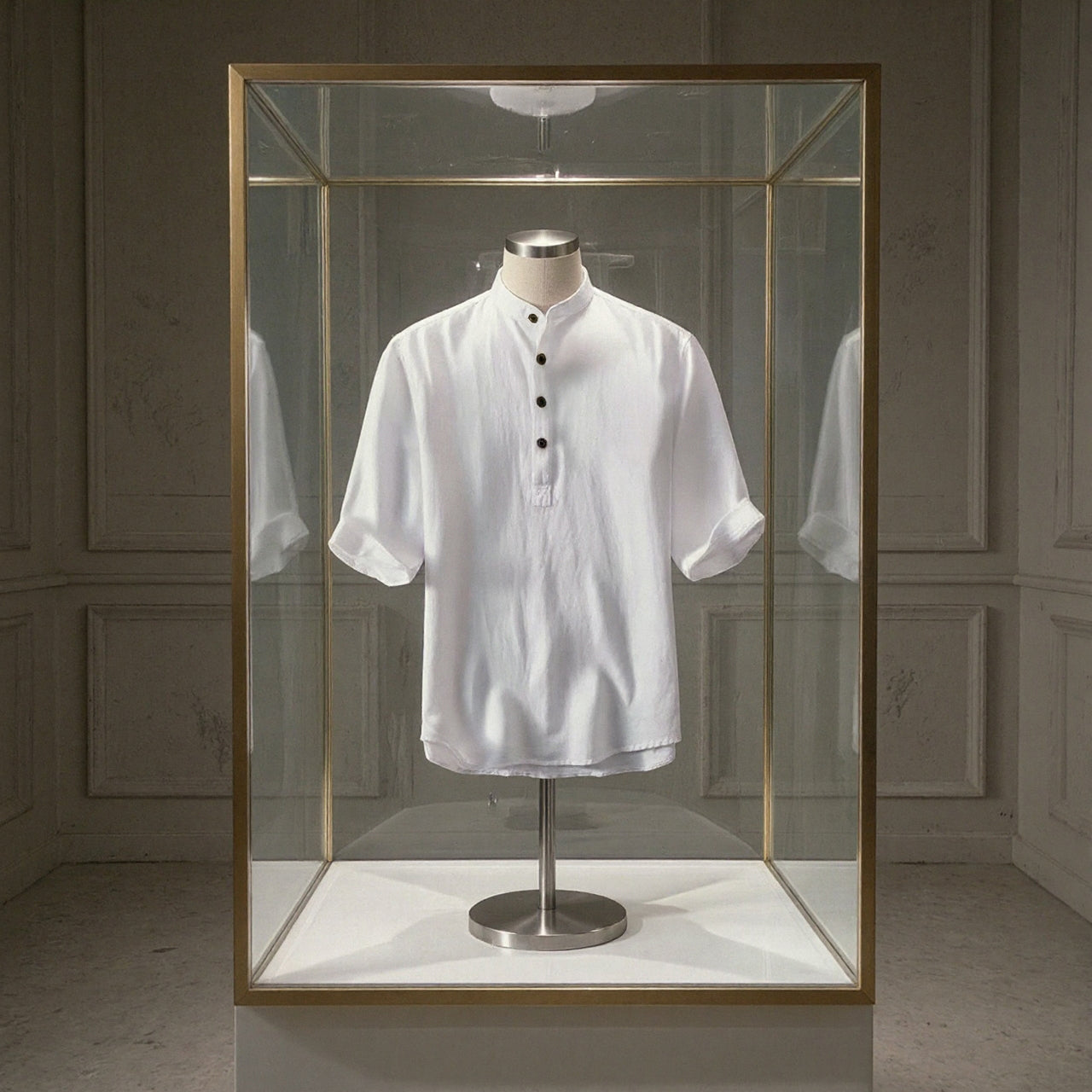 Camisa de Lino manga corta hasta 10XL