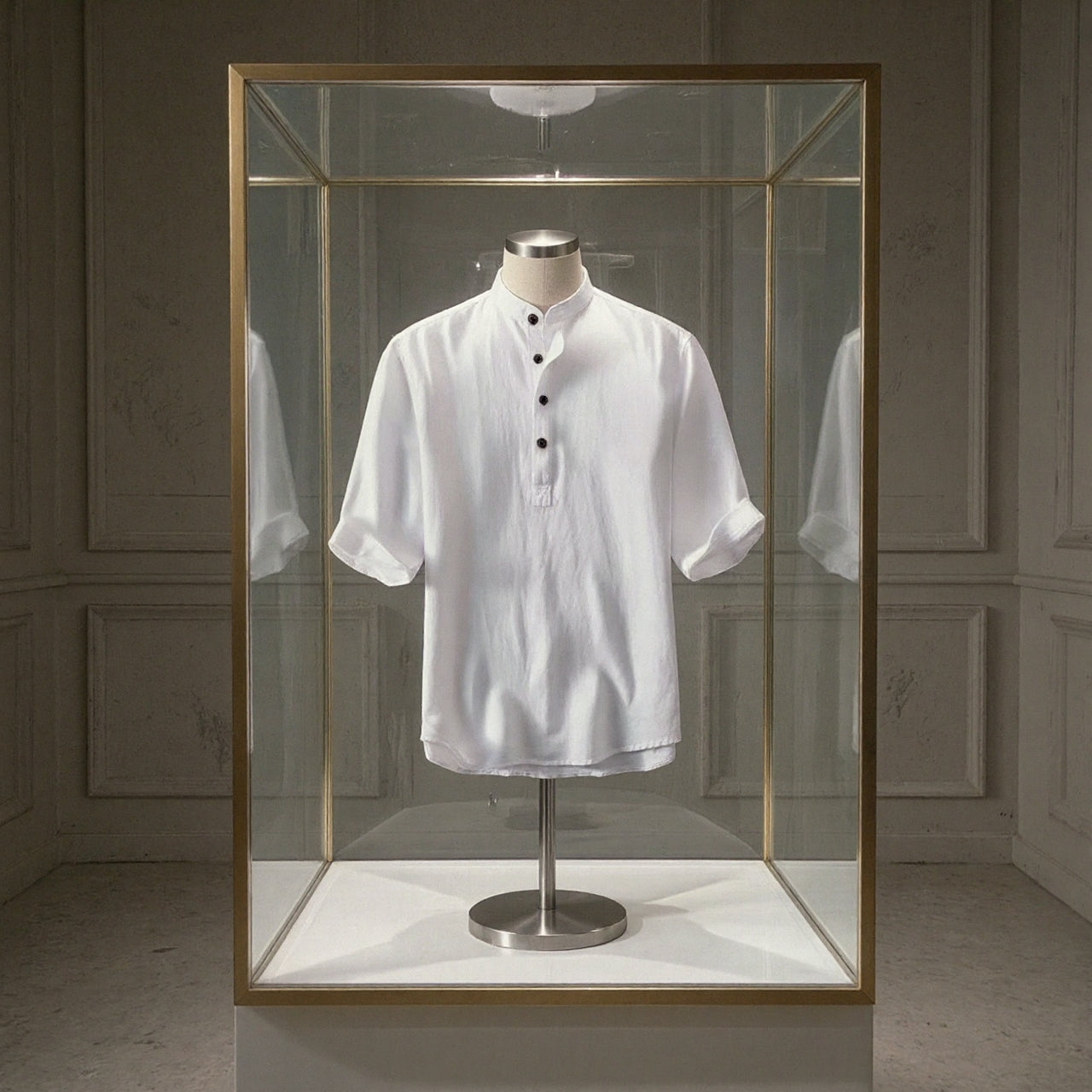 Camisa de Lino manga corta hasta 10XL