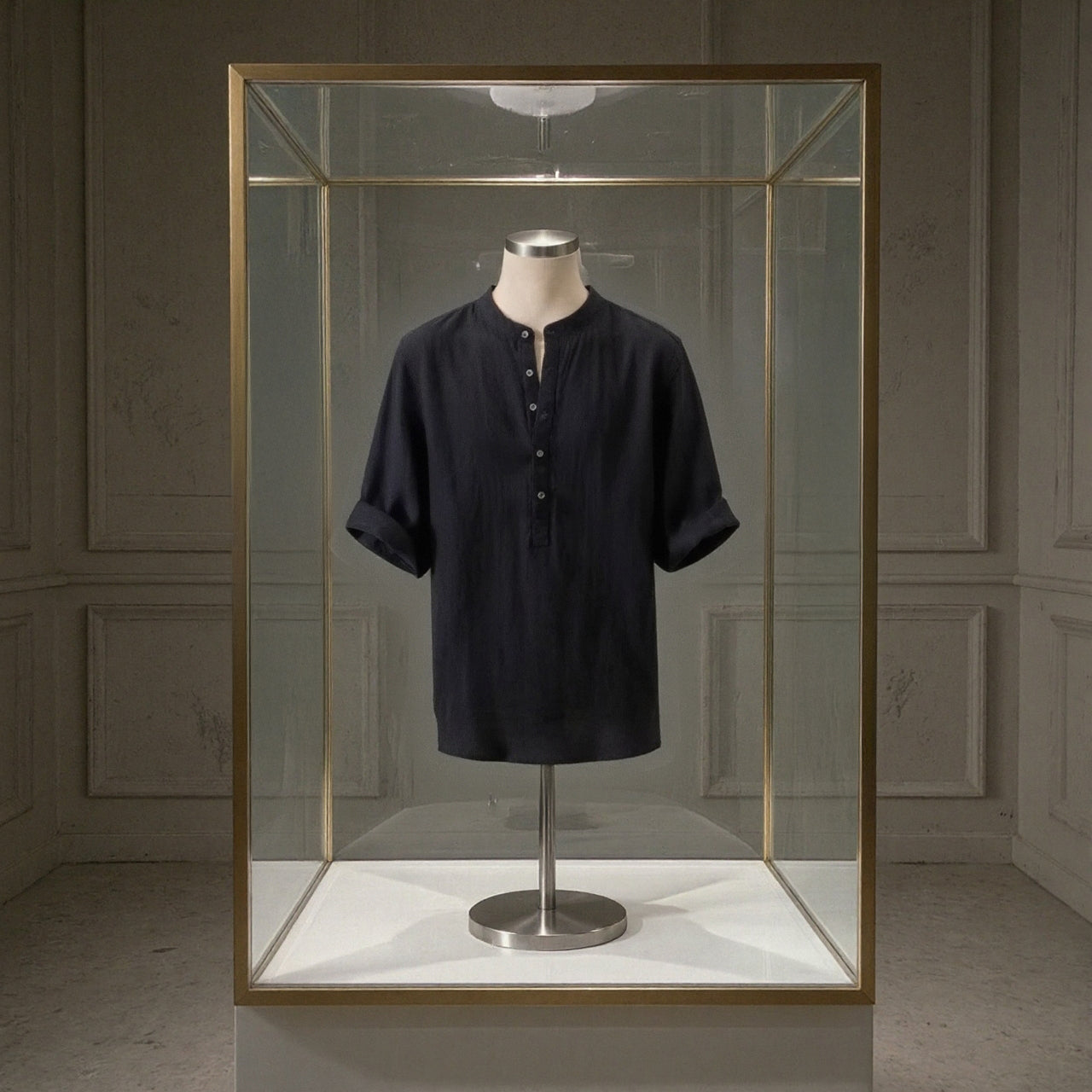 Camisa de Lino manga corta hasta 10XL