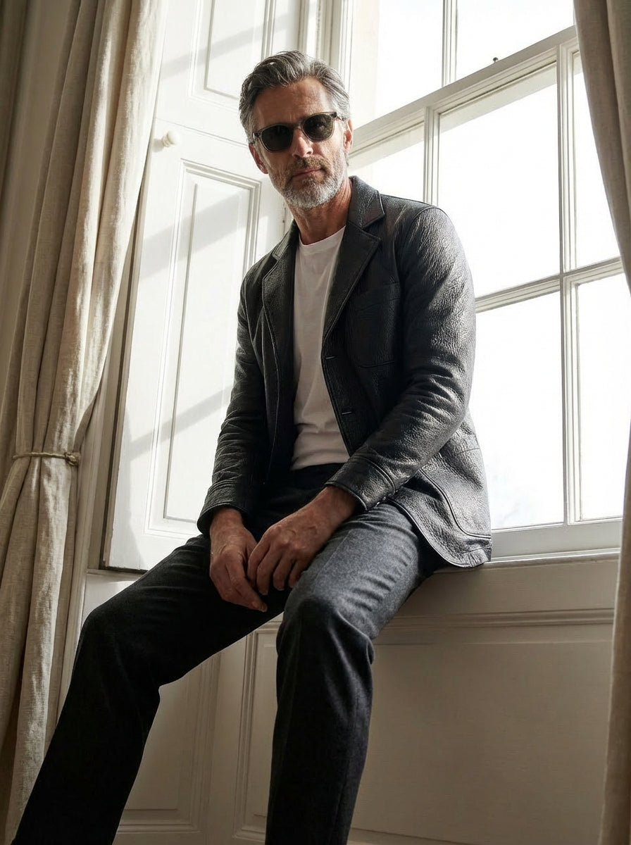 Blazer de cuero Negro