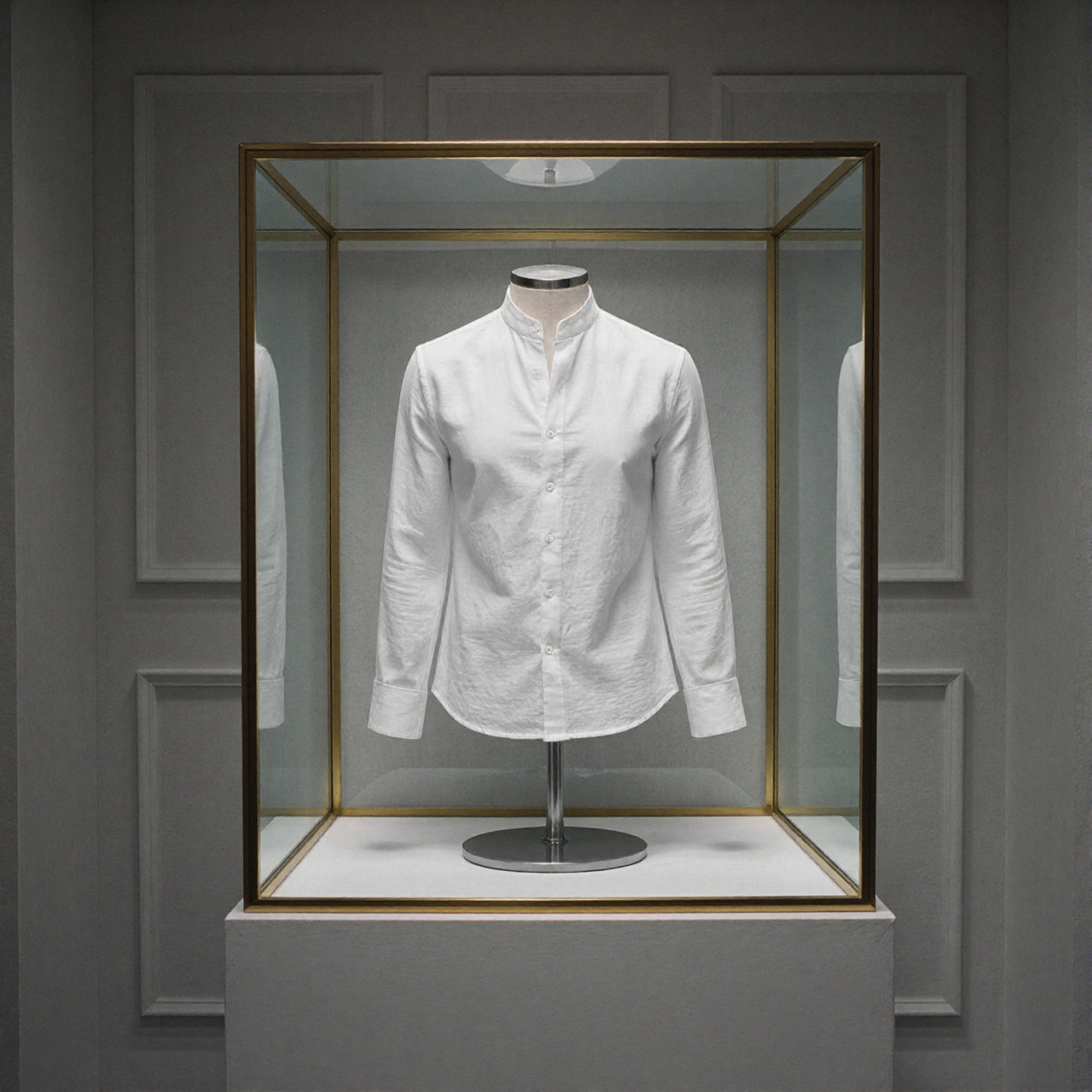 Camisa de Lino Cuello Mao Talles hasta 10XL