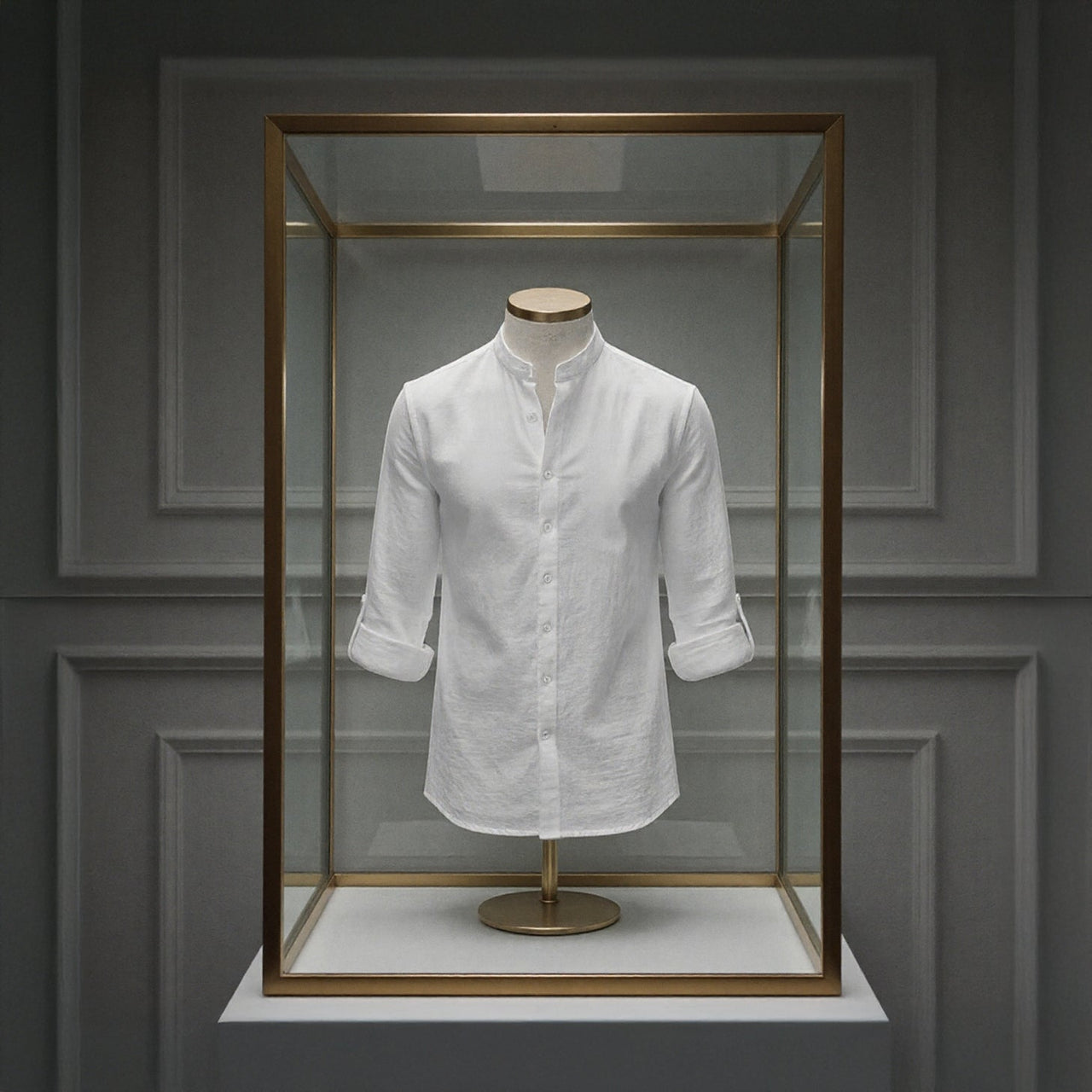 Camisa de Lino Cuello Mao Talles hasta 10XL