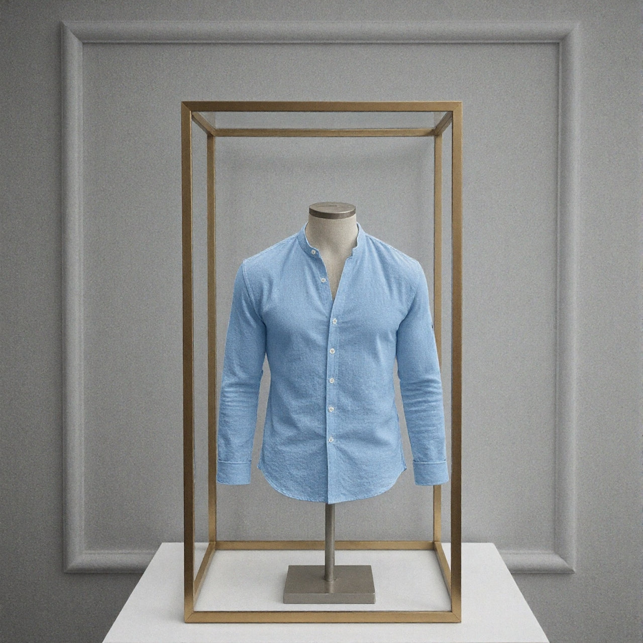 Camisa de Lino Cuello Mao Talles hasta 10XL