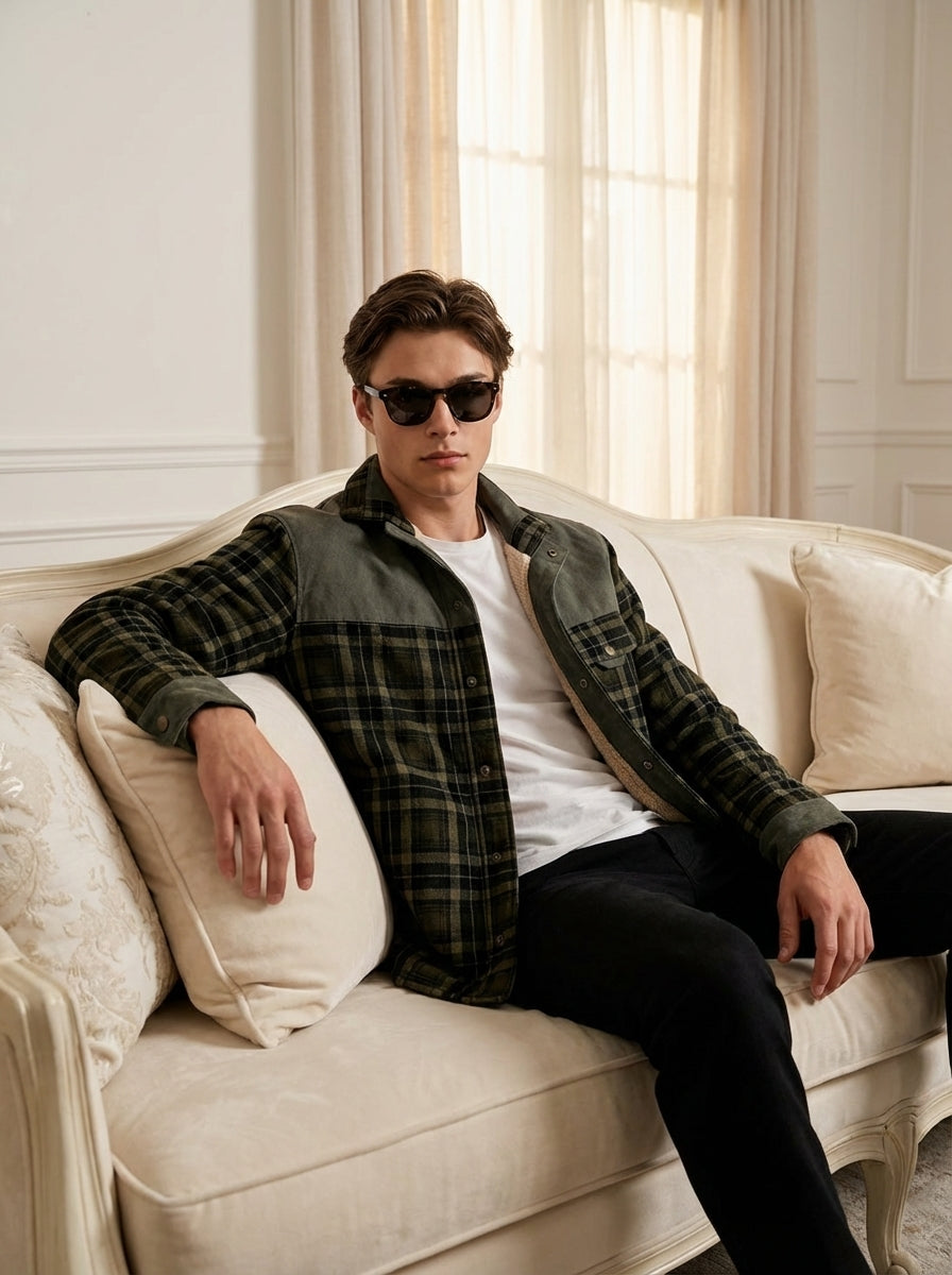 Chaqueta con corderito a cuadros