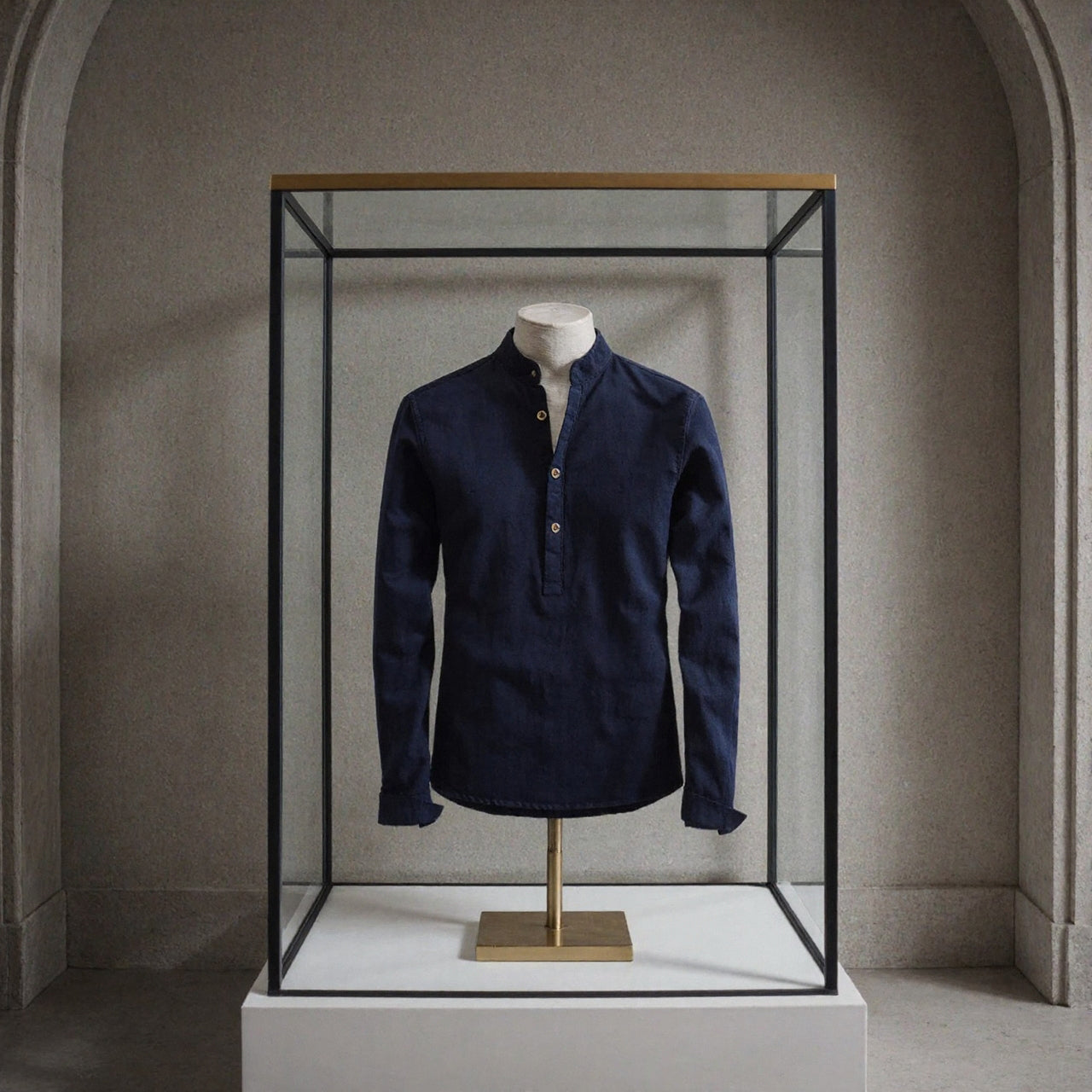 Camisa de lino Manga Larga cuello mao