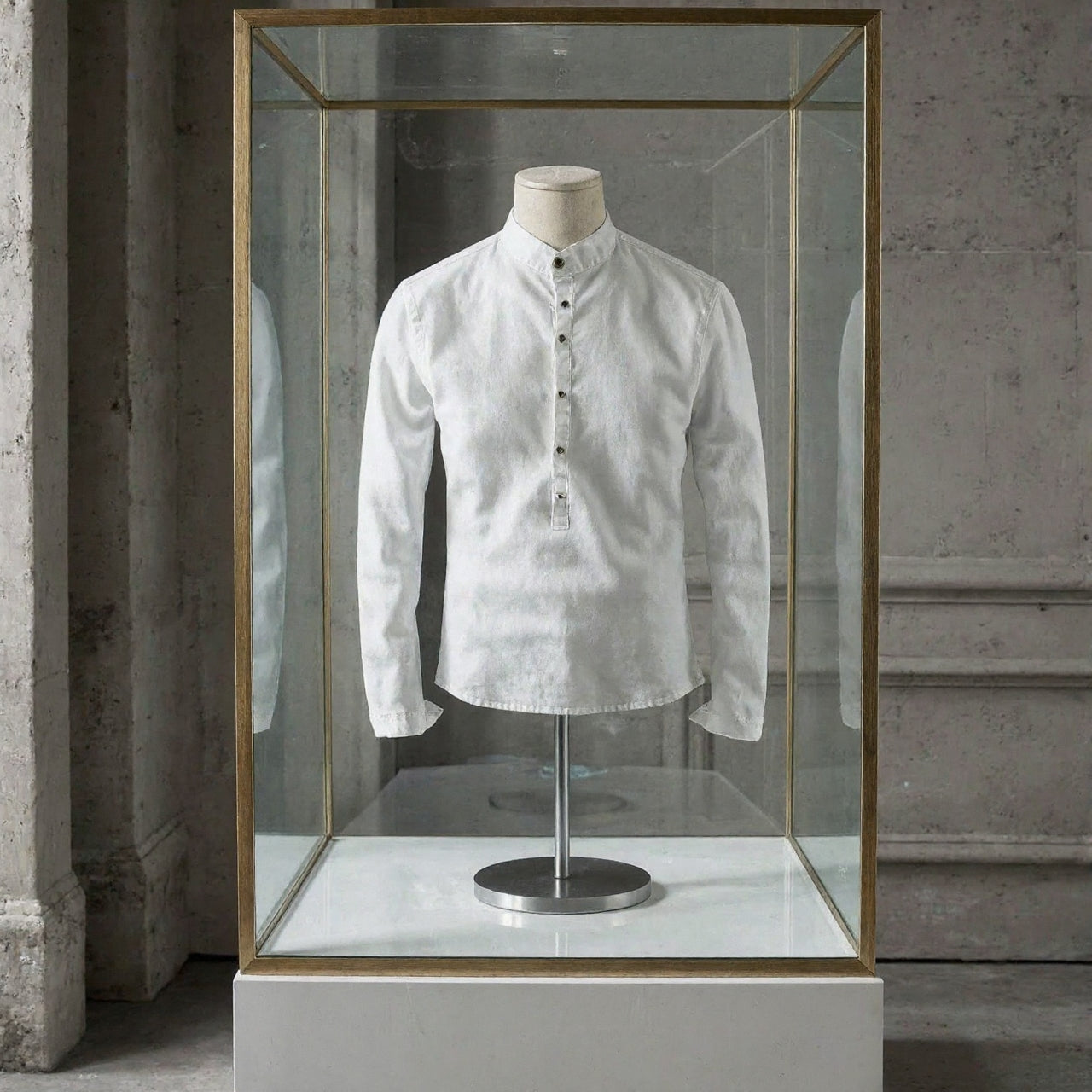 Camisa de lino Manga Larga cuello mao