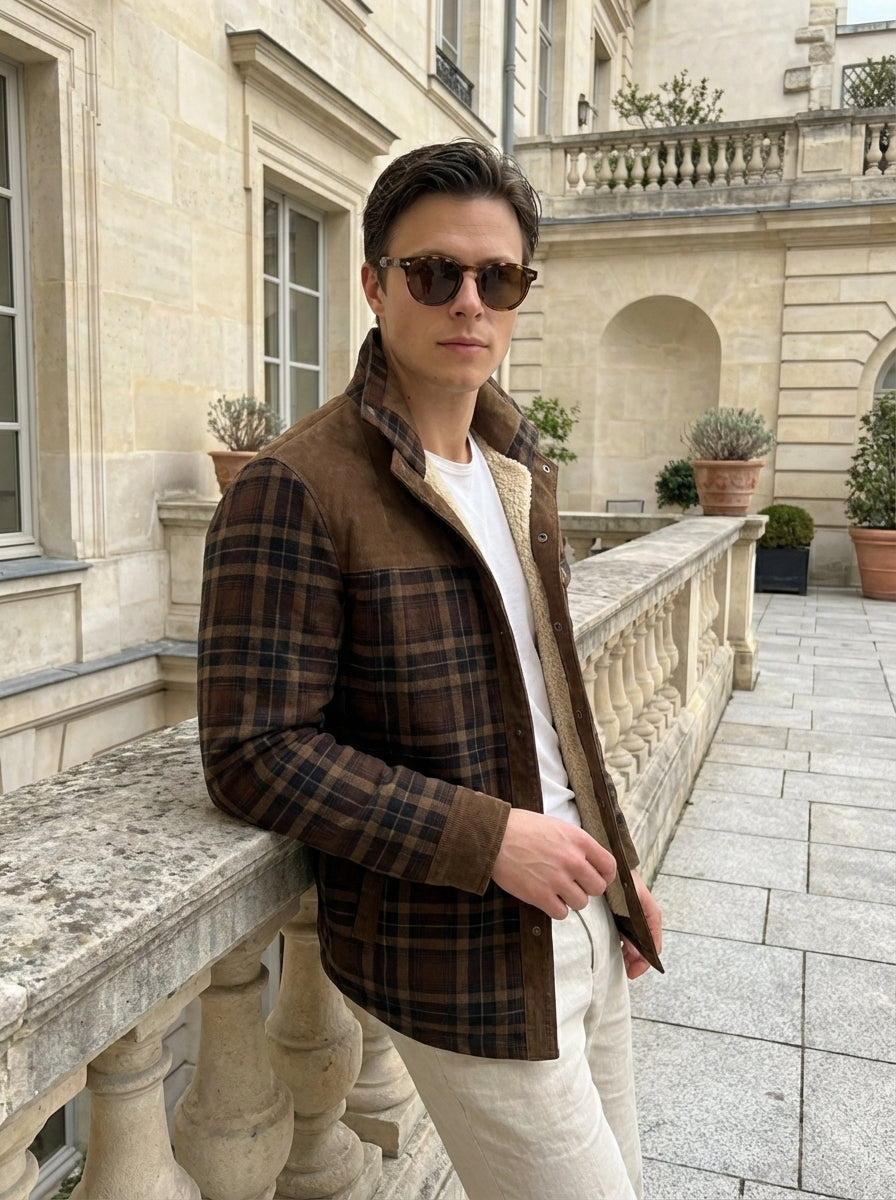 Chaqueta con corderito a cuadros