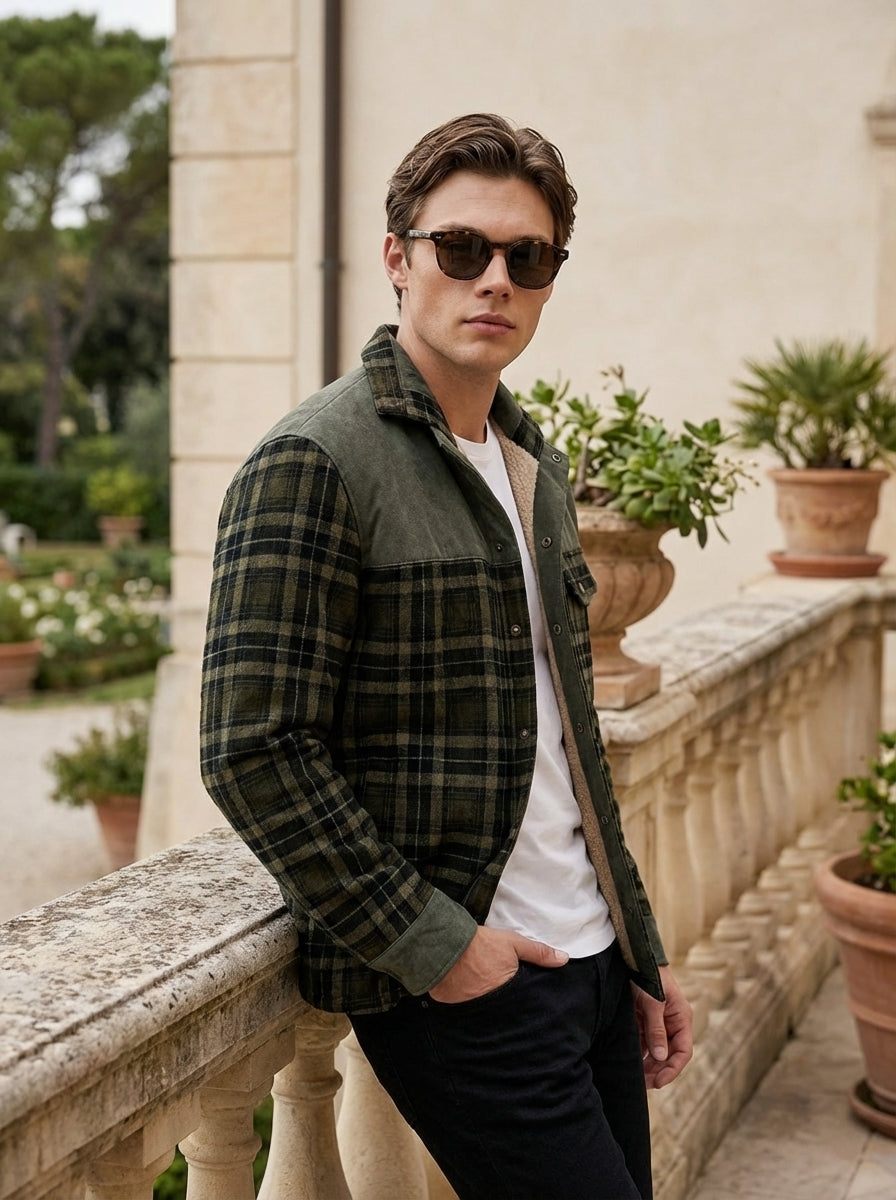 Chaqueta con corderito a cuadros