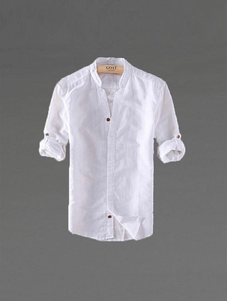 Camisa de lino Manga Larga cuello en  V