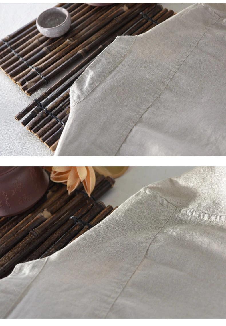 Camisa de lino Manga Larga cuello en  V