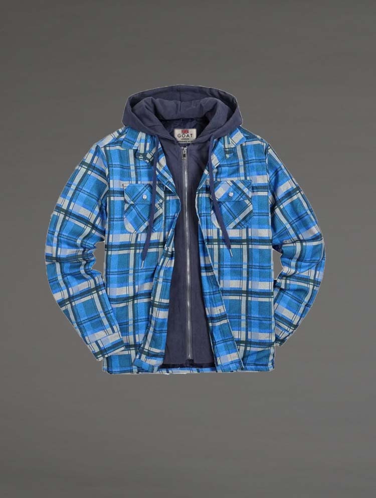 Campera Liviana a cuadros Con Capucha