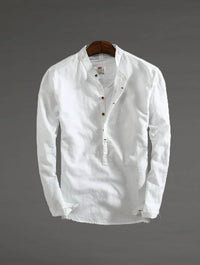 Thumbnail for Camisa de lino Manga Larga cuello mao