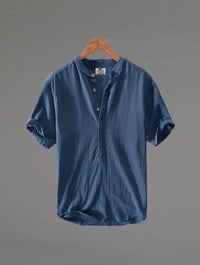 Thumbnail for Camisa de lino Manga corta Azul Marino