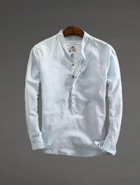 Thumbnail for Camisa de lino Manga Larga cuello mao