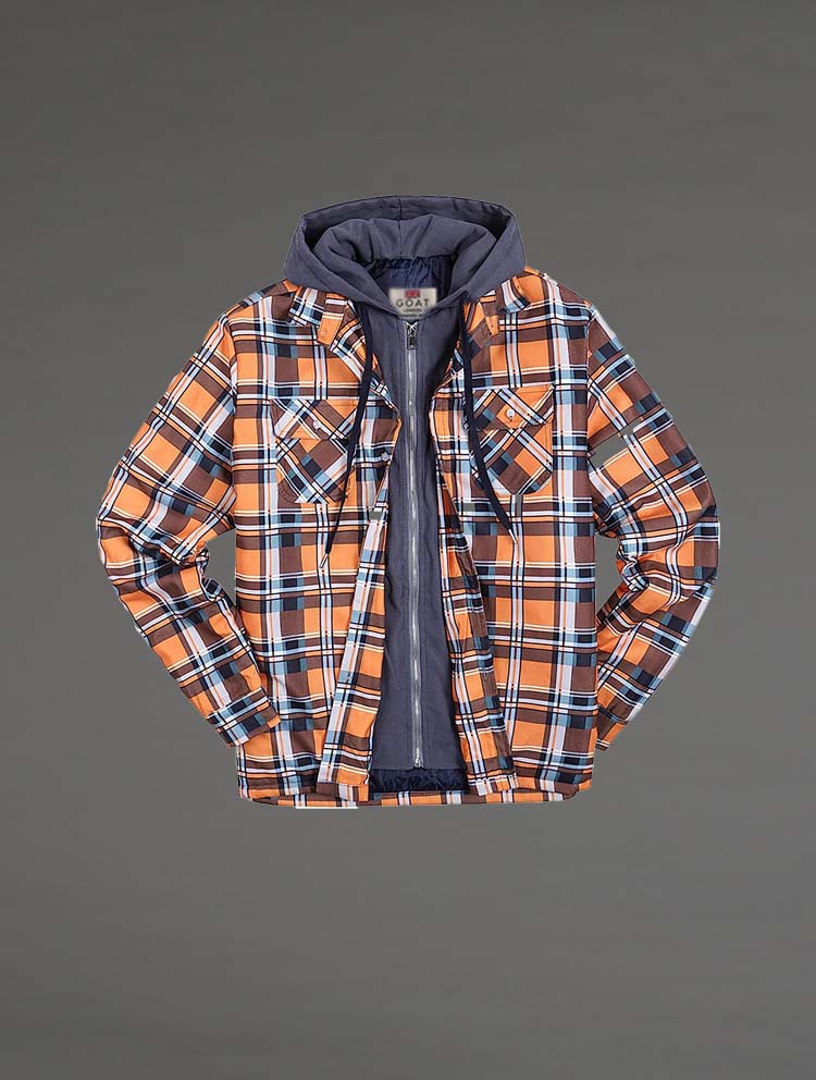 Campera Liviana a cuadros Con Capucha