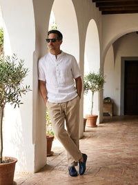 Thumbnail for Camisa Hampstead Linen Grandad - blanca de pie