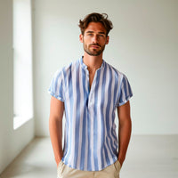 Thumbnail for Camisa de lino Manga corta a rayas