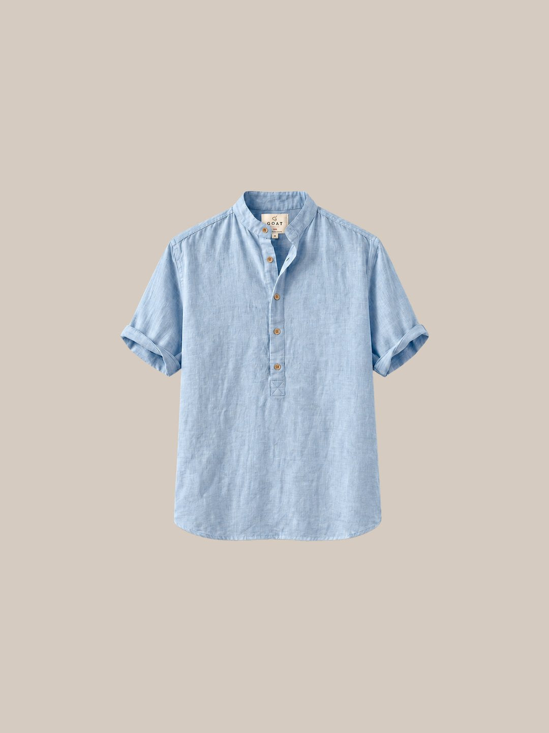 Camisa de lino Manga corta Azul Marino - 1 celeste IA
