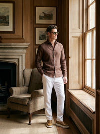 Thumbnail for Camisa Notting Hill Linen - marrón de pie