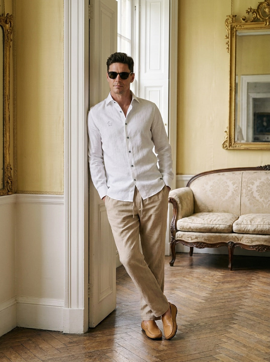 Camisa Notting Hill Linen - blanca de pie