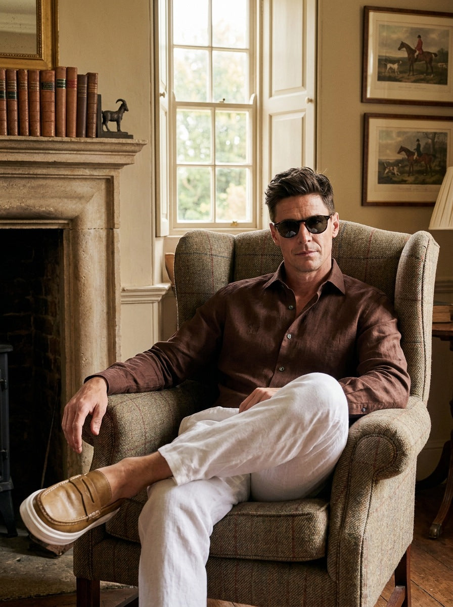 Camisa Notting Hill Linen - marrón sentado