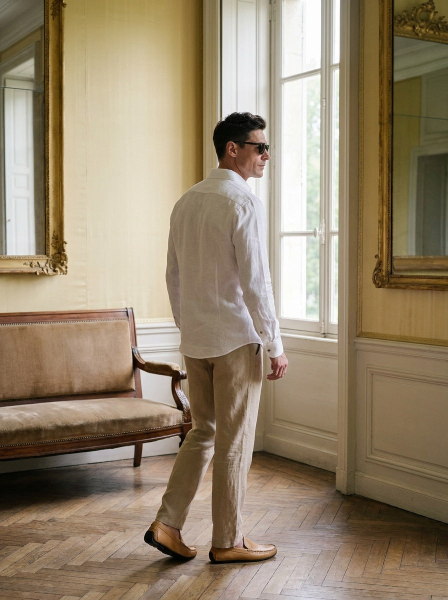 Camisa Notting Hill Linen - blanca espalda