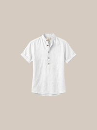Thumbnail for Camisa de lino Manga corta Azul Marino - 1 blanco - IA Gemini.jpg