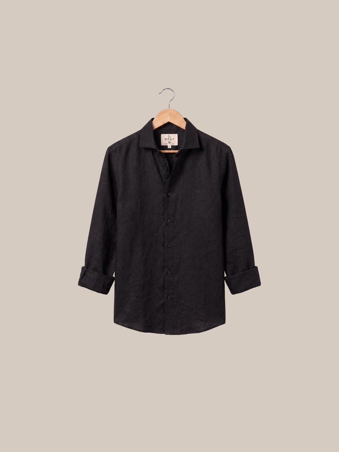 Camisa Savile Row Black Linen - arremangada