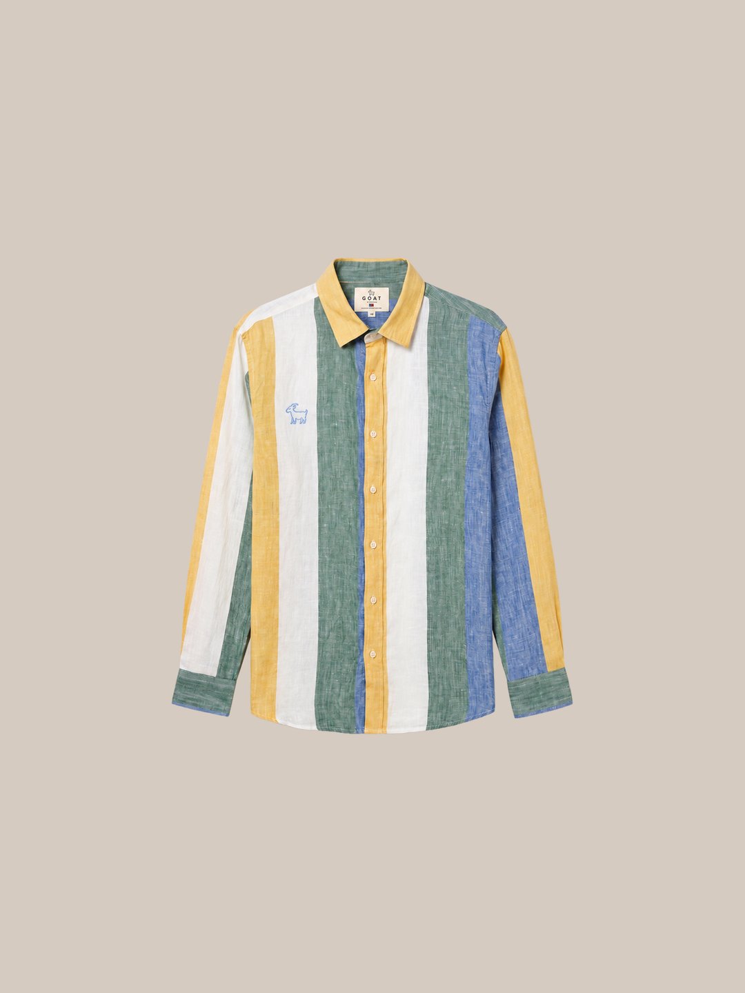 Camisa London Eye mang larga (100% lino) — 5 celeste fondo beige - IA.jpg