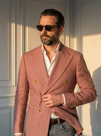 Thumbnail for Blazer Bond Street Double-Breasted — Bond Street rosa - primer plano atardecer.jpg