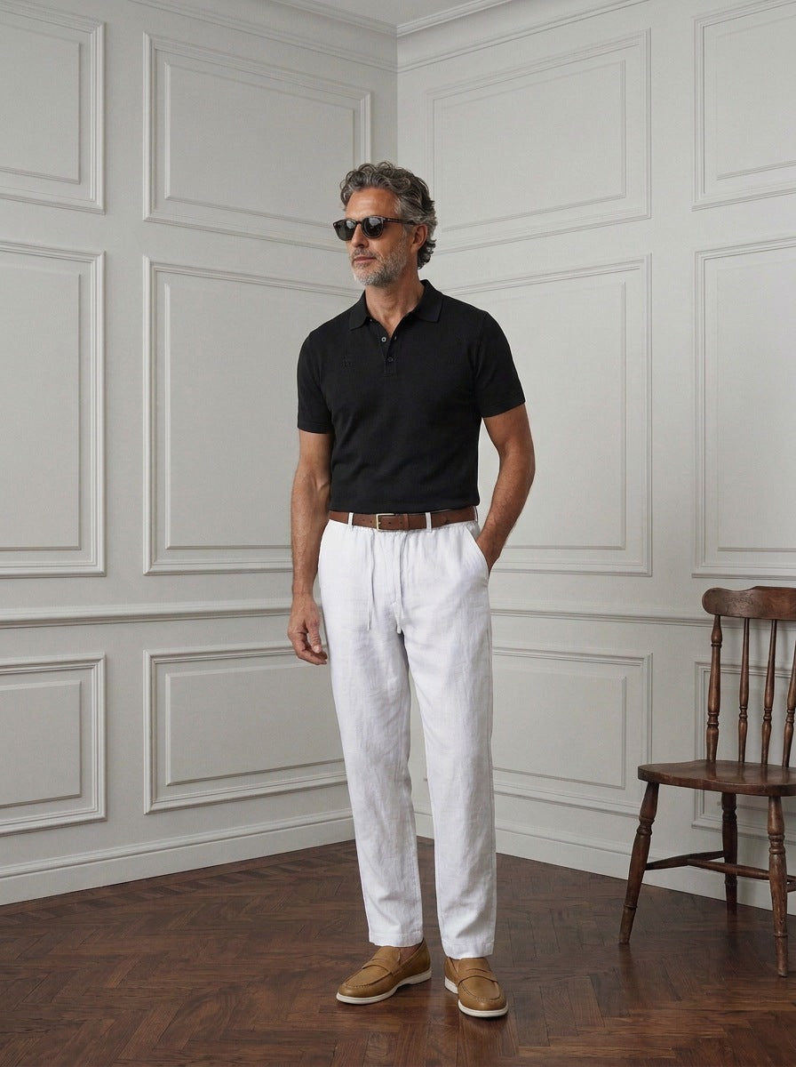 Polo Chemise — Polo Chemise negro - Modelo A2 de pie.jpg