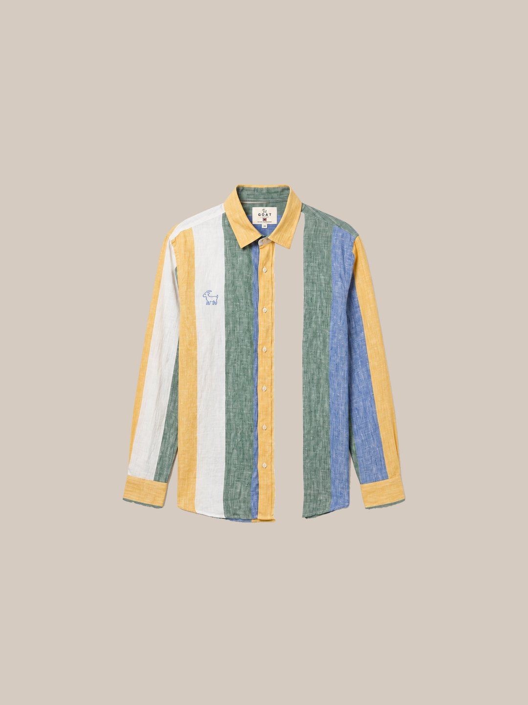 Camisa London Eye mang larga (100% lino) — 3.5 AMARILLO fondo beige - IA Gemini.jpg