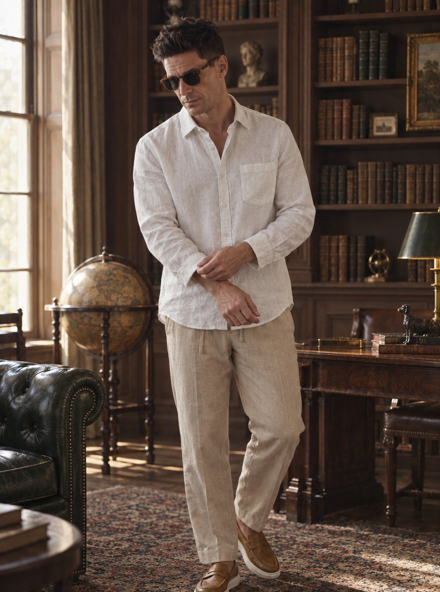 Camisa de lino — Camisa de lino blanca - Modelo U detalle GPT.jpg