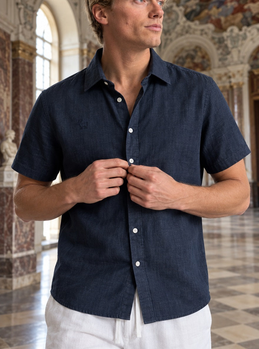 Camisa 100% Lino (Black Line) — Black Line azul - Modelo E detalle.jpg