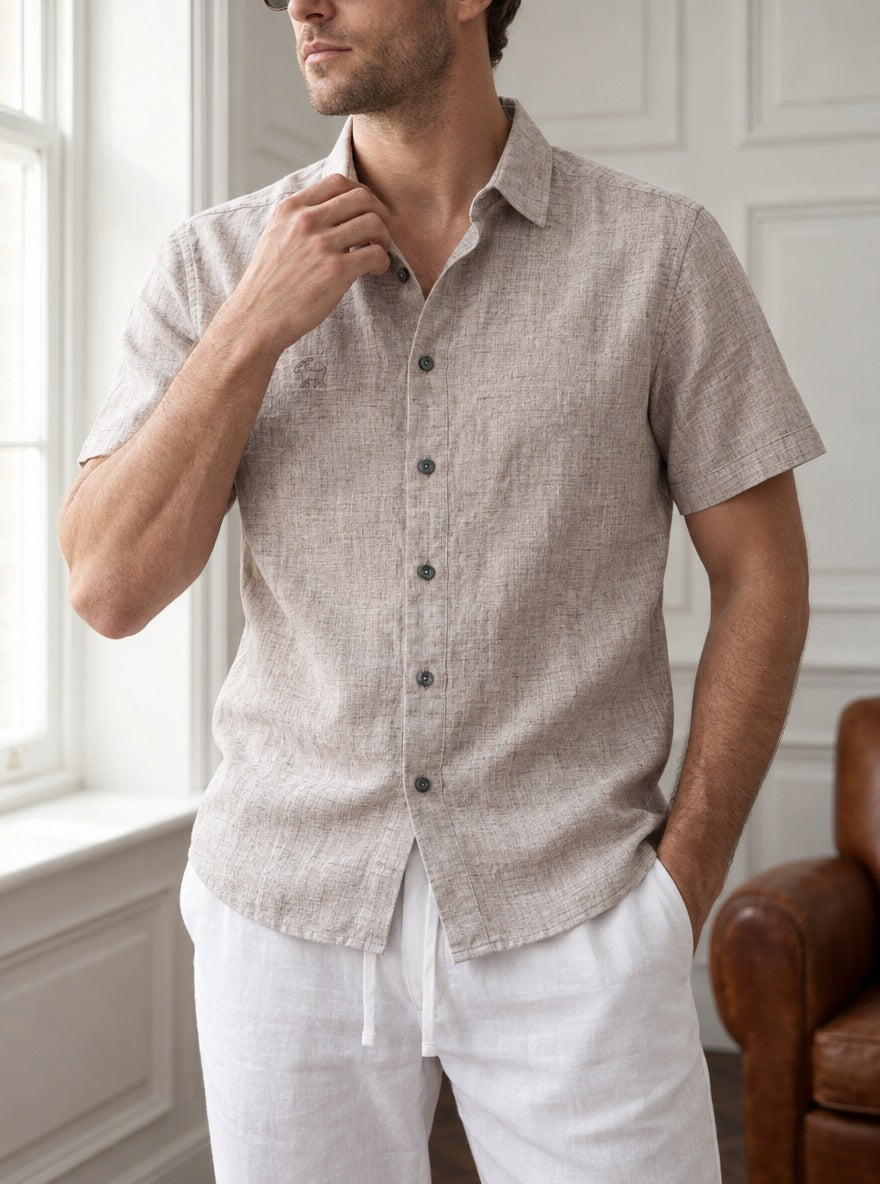 Camisa Westminster 100% de lino — Westminster beige - Modelo H detalle GPT.jpg