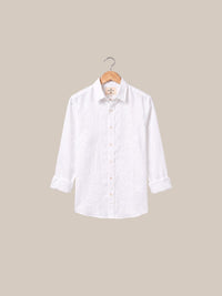 Thumbnail for Camisa Chelsea Linen Camp Collar — Modelo 56 blanca arremangada - IA.jpg