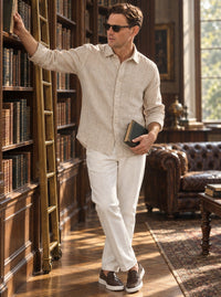 Thumbnail for Camisa Beckenham de lino — Beckenham crema - Modelo P detalle GPT.jpg