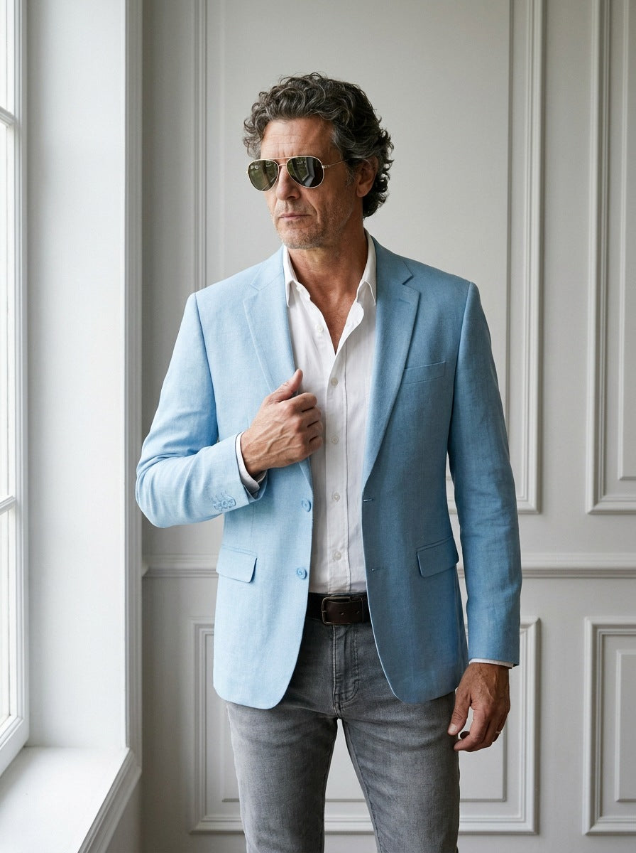 Blazer Berkeley Square Tailored — Berkeley Square celeste - primer plano.jpg